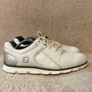 FootJoy Pro SL 53579 Mens White Silver Spikeless Leather Golf Shoes Size 11 M